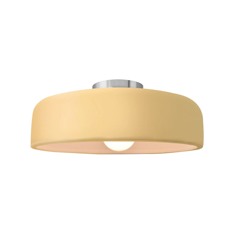 Plafonnier semi-encastré Radiance, Jaune atténué, Nickel brossé, H 6 po x l 13 po x P 13 po