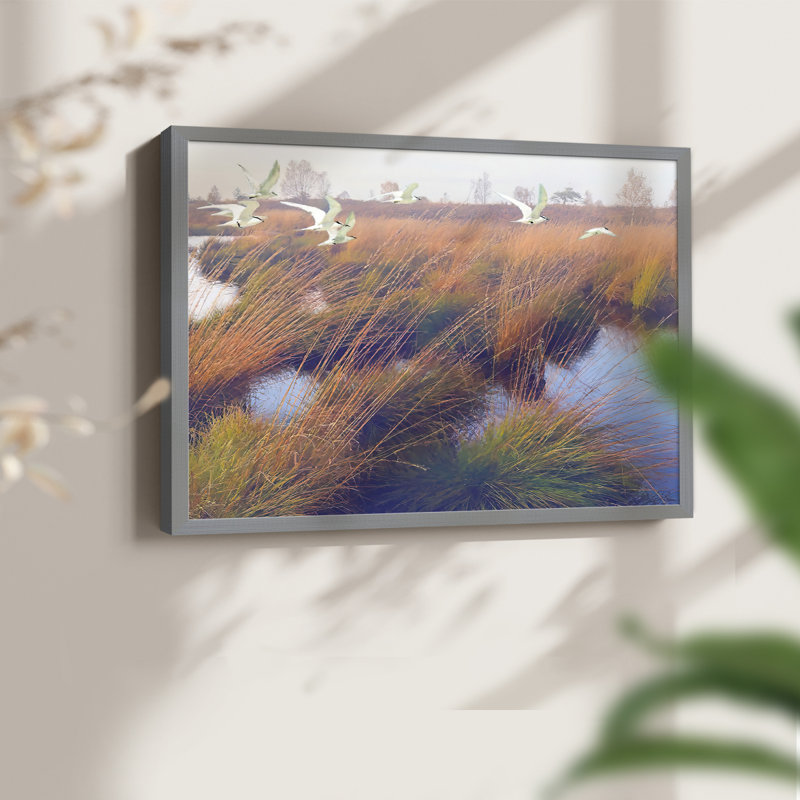 Marshland Hues II - Reproduction encadrée - Restickable, Gris, H 11 po x l 14 po