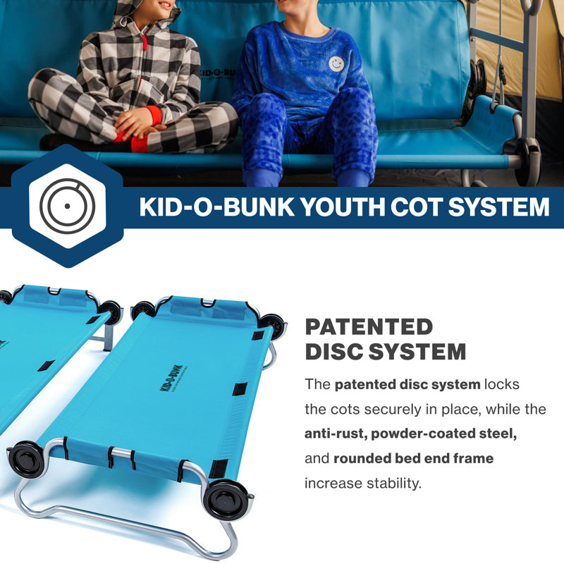 Kid-O-Bunk Disc-O-Bed pour lit double avec capacité de 200 livres et sacs de transport, Sarcelle