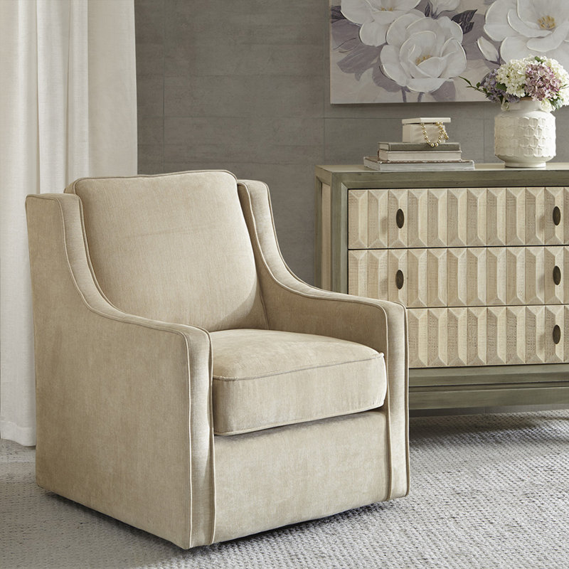 Chaise pivotante rembourrée à 360 degrés, Crème, crème