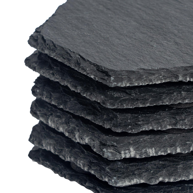 Argon Tableware - Hexagon Slate Coasters - 9.5 x 8.5cm