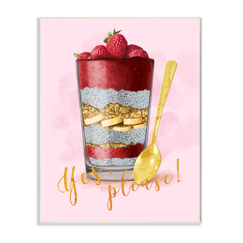 «Yes s'il vous plaît, fruit, parfait, peinture rose d'or», impression, Plaque murale, H 15 po x l 10 po