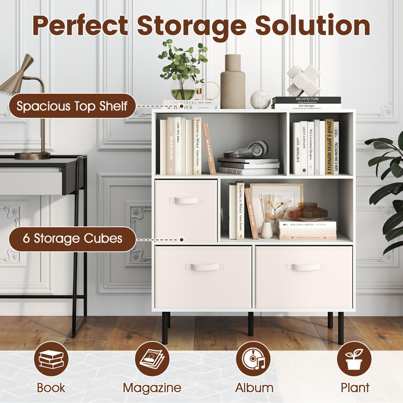 105cm H x 90cm W Cube Bookcase, White