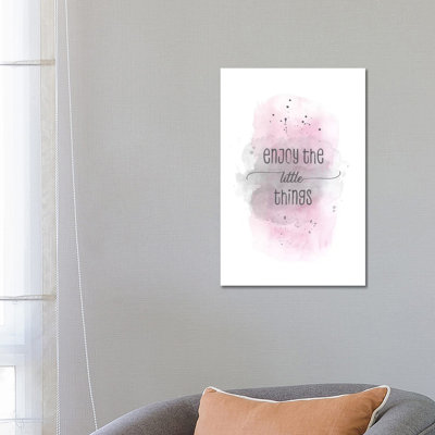 Enjoy The Little Things | Watercolor Pink by Melanie Viola - Wrapped Canvas Print