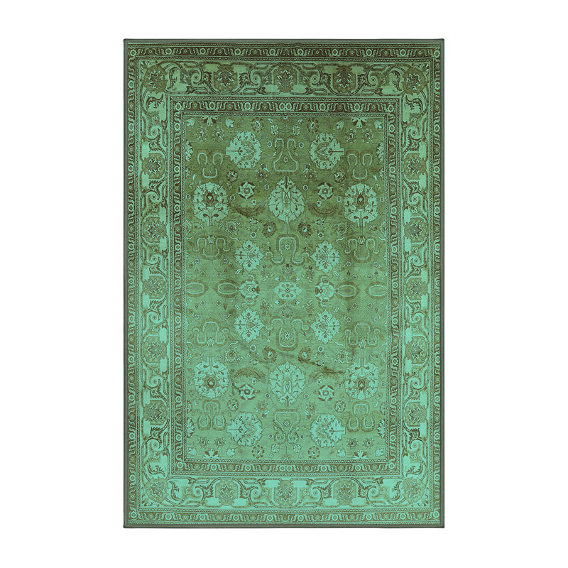 Tapis oriental en laine / polyester tissé à la machine en bleu, Rectangle 2 pi x 3 pi