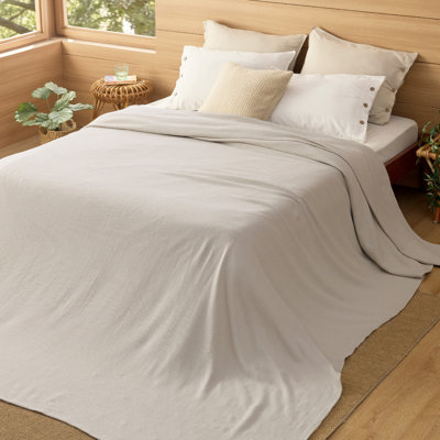 Bedsure 100% Cotton Blanket Soft Cozy Textured Herringbone Woven Blanket for All Seasons
