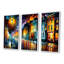 «Colorful City Vibrant Radiant II», ensemble d'art mural sur toile Cityscapes-350015144-350015151