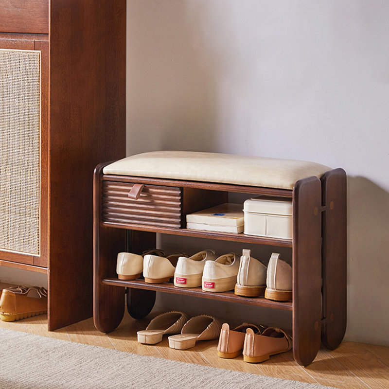 Modern minimalist solid wood shoe changing stool