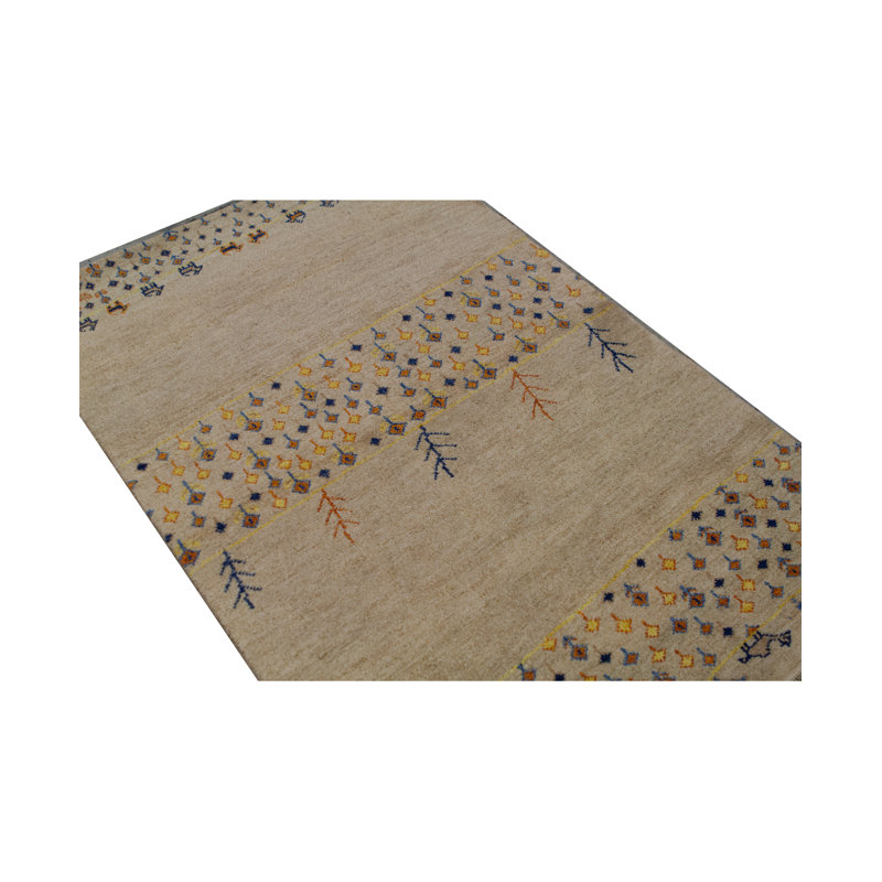 Hand-Knotted High-Quality Camel and Cream Area Rug