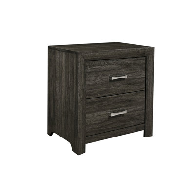 Table de chevet de chambre à coucher en gris foncé, table de chevet contemporaine à 2 tiroirs gris, 2 accents
