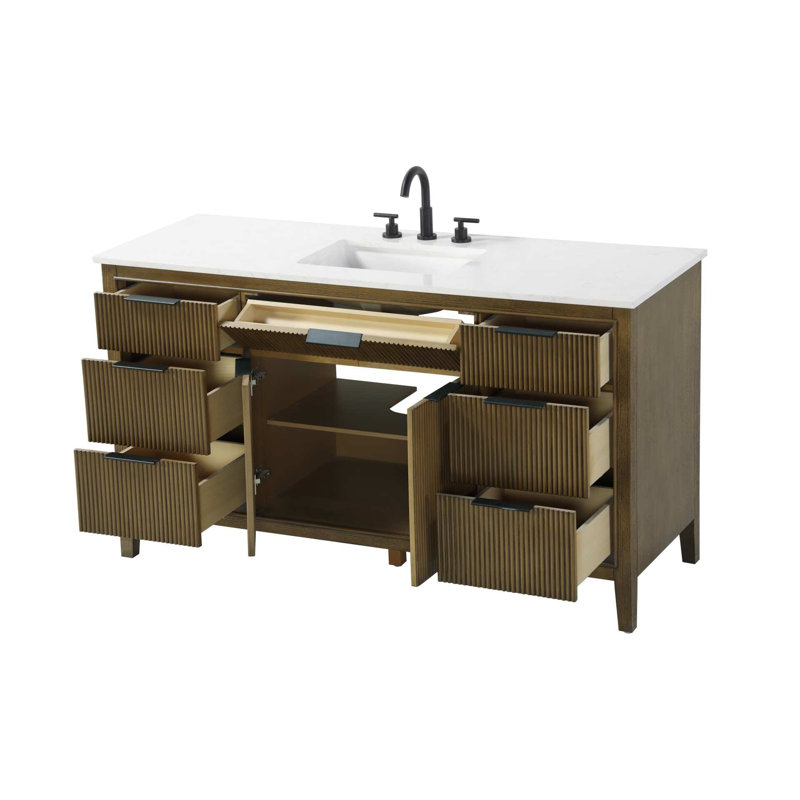 Meuble-lavabo simple 60 po en chêne noisette, Noisette chêne, 60"