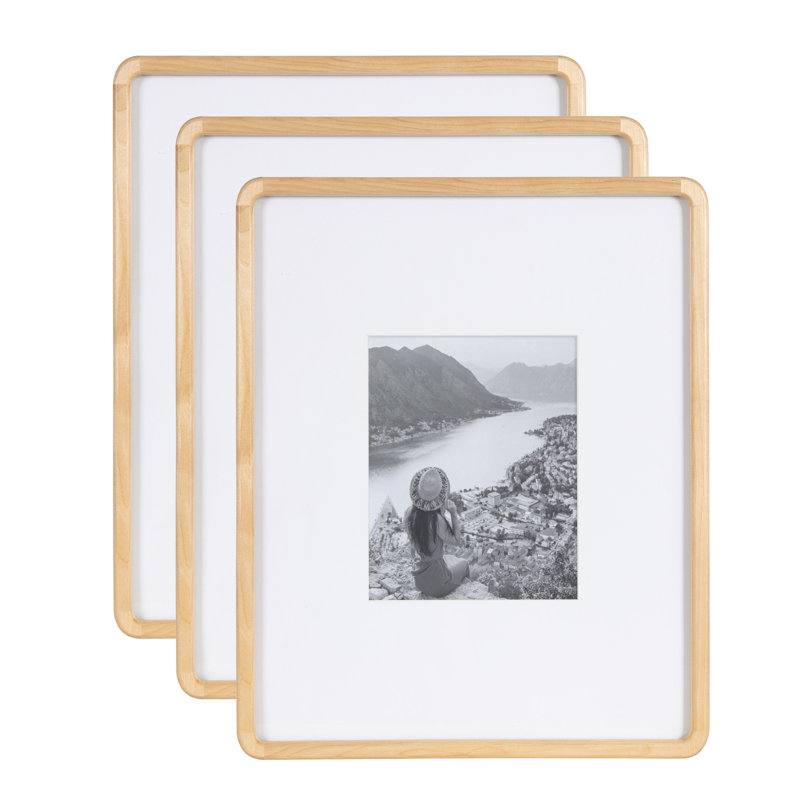 Rounded Rectangle Wood Frame Set, Beige, 8" W x 10" H