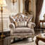 Fauteuil canapé antique sculpté et rembourré