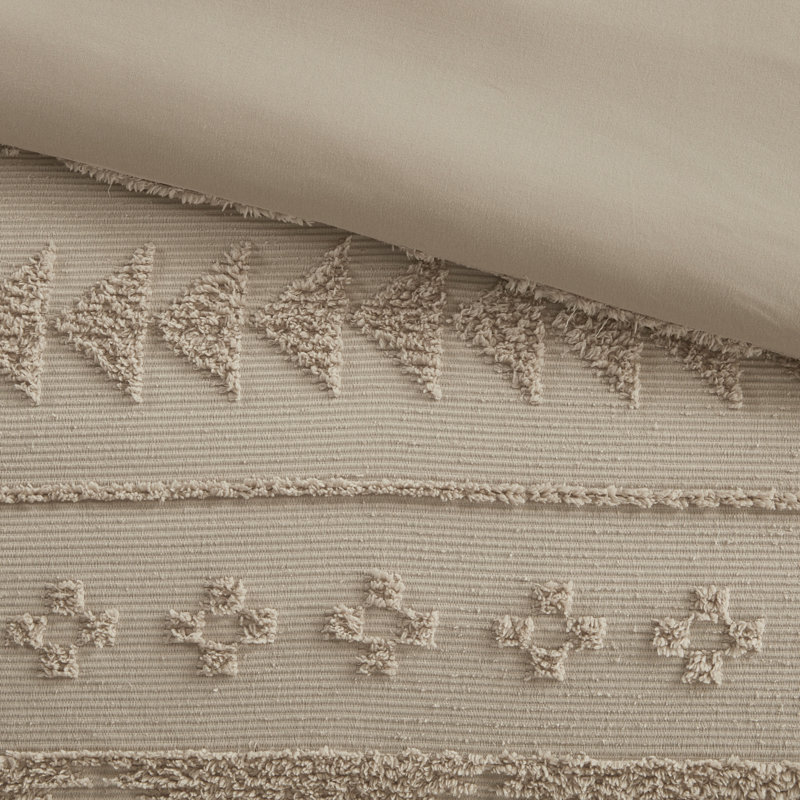 Ensemble d'édredon en chenille 3 pièces pour lit double / grand lit, brun clair, rembourré, surdimensionné, lavable à la machine et très confortable