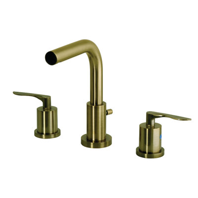 Kingston Brass Serena Two-Handle 3-Hole Deck Mount Widespread Bathroom Faucet with Brass Pop-Up Drain