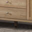 Meuble-lavabo de 60 po avec lavabo SMC, grande armoire de rangement moderne avec tiroirs à fermeture en douceur et portes en rotin, boutons en métal argenté et 5 pieds en pin, naturel-118024576