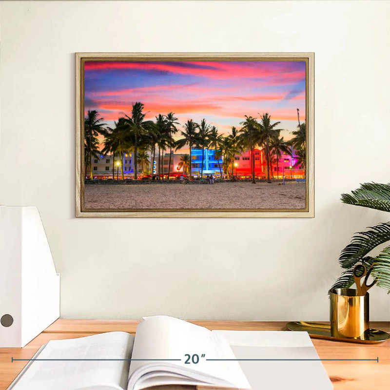 Miami Beach, États-Unis, Cadre flottant en bois naturel, 13 po x 9 po
