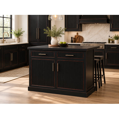 Îlot de cuisine Poplar Millwork en noir brûlé européen