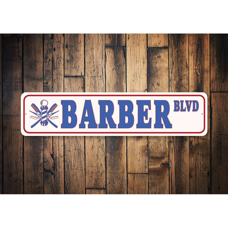 Plaque en aluminium Barber Street, H 4 po x l 18 po x P 0,04 po