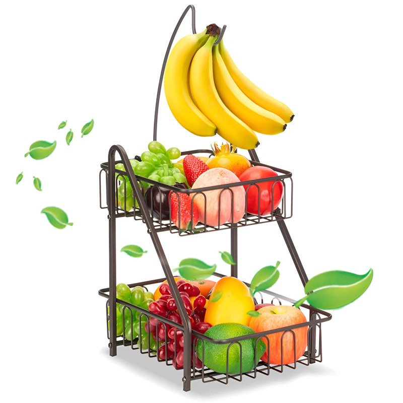 Belfry Kitchen Avgolida Metal Fruit Basket, Brown