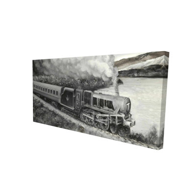Toile de locomotive rétro - monochrome