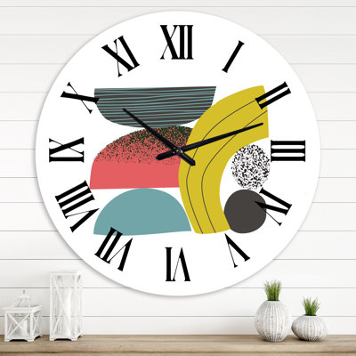 Collage d'art abstrait géométrique coloré II - horloge murale moderne