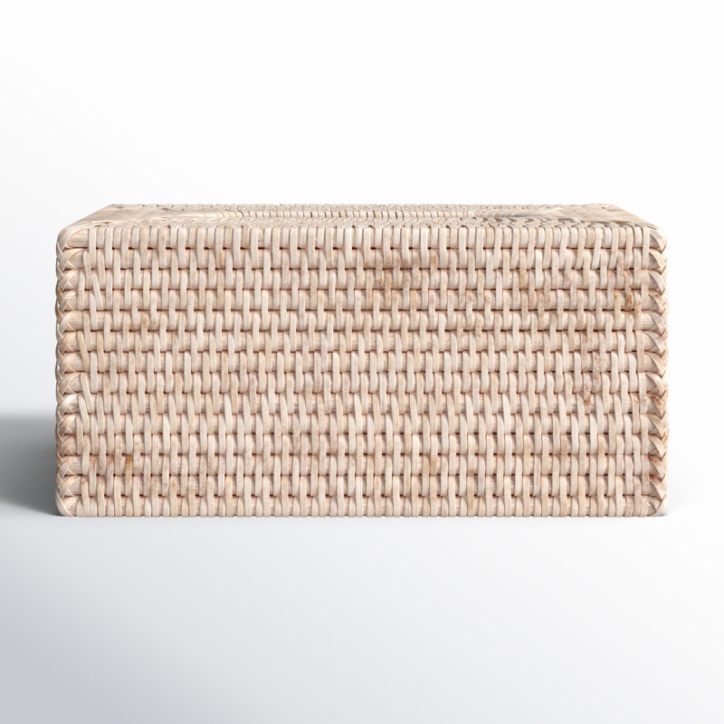 White Wash Rattan Long Tissue Box Cover