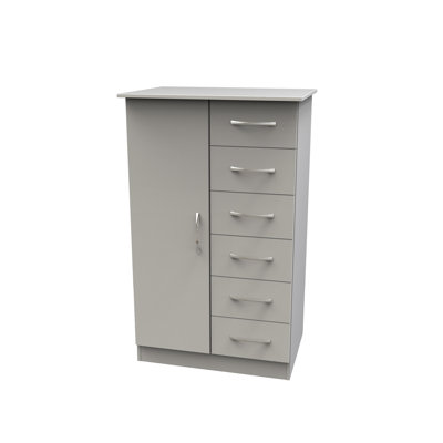 Dekyn 1 Door 5 Drawer Kids Robe in White Matt