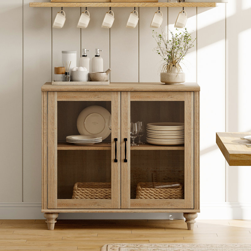 Buffet Corretta, Porte vitrée, Chêne