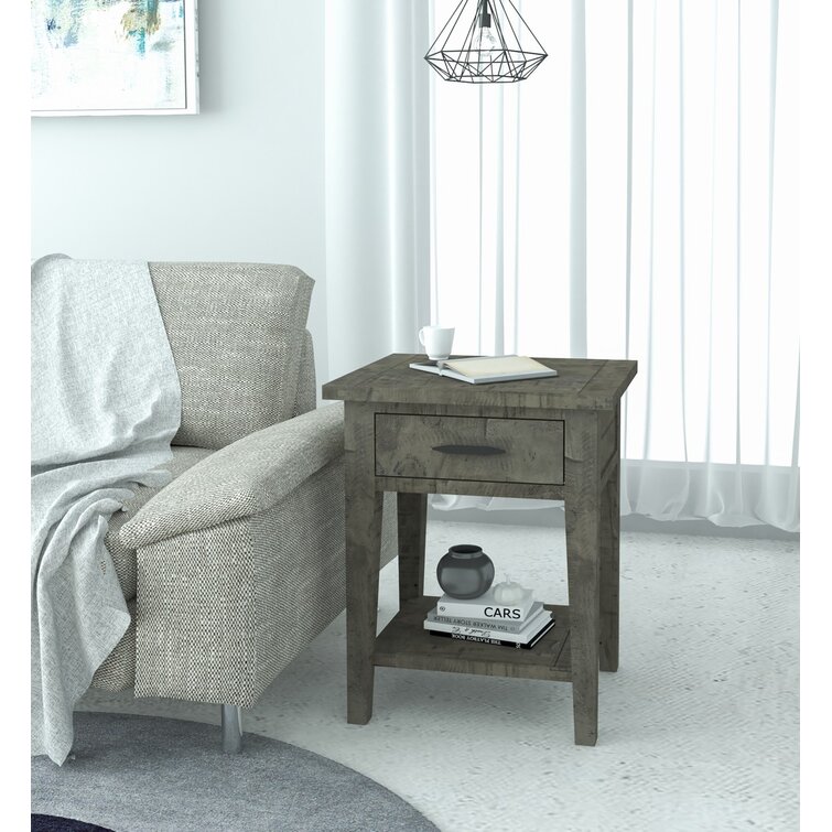 Alejandra Solid Wood Top End Table with Storage