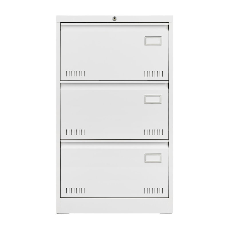 Classeur en métal 3 tiroirs avec serrure, Blanc
