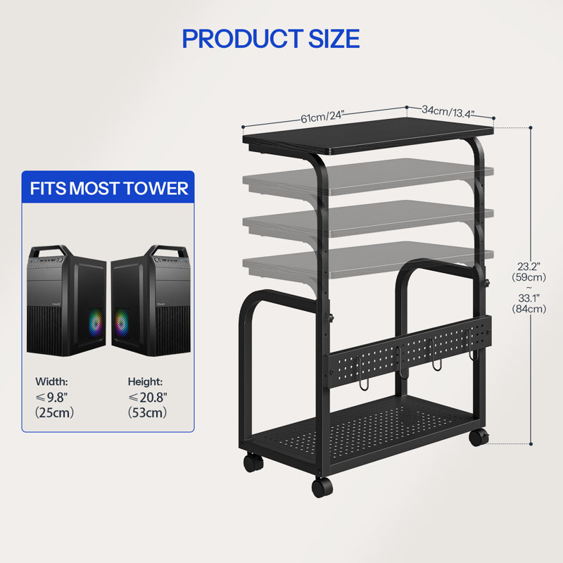 Computer Tower Stand, PC Tower Stand, Printer Cart