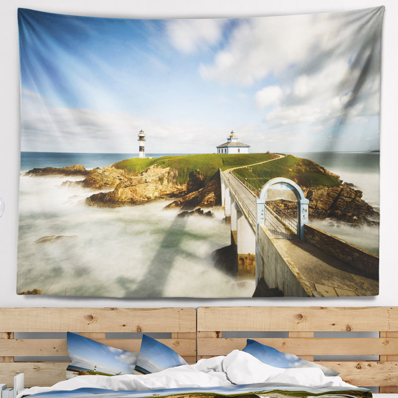 Tapisserie de phare pancha illa cloudy en mer, H 32 po x l 39 po