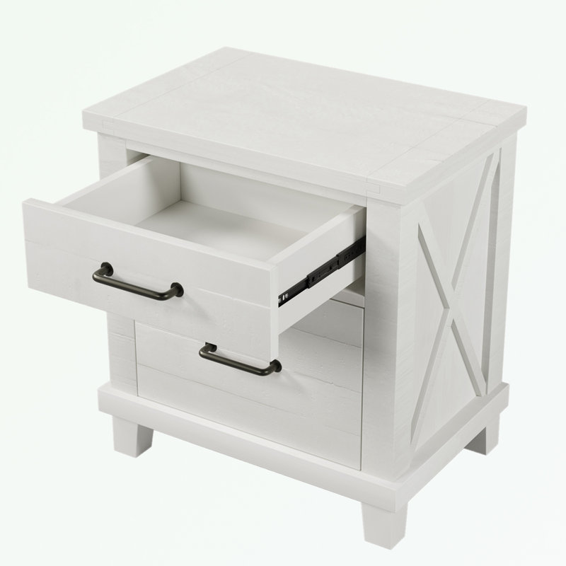 Table de chevet en bois massif Duma Dejuan, Blanc