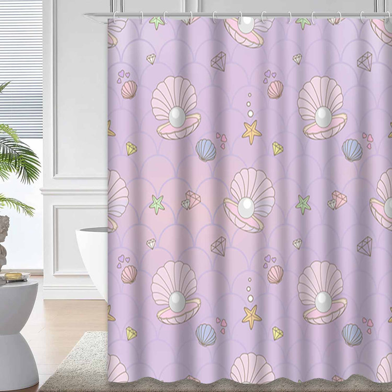 Rideau de douche imperméable en forme d'étoile de mer avec 12 crochets, L 72 po x l 84 po