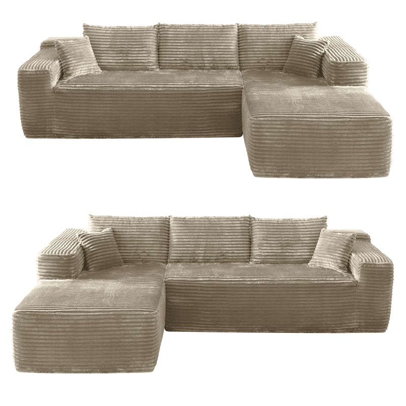3 Seater Sofa & Chaise, Camel