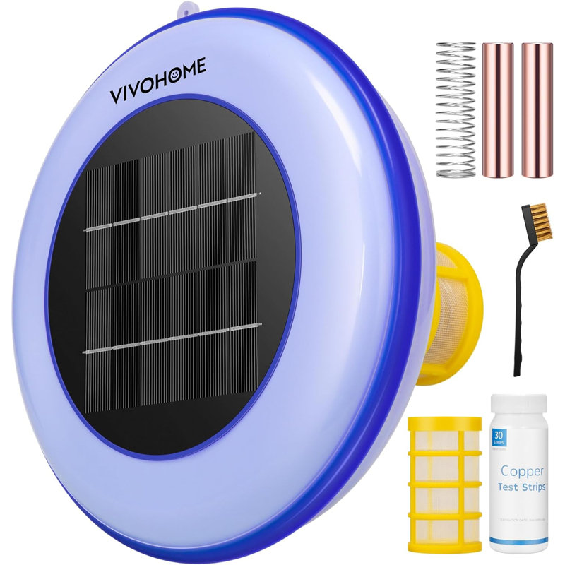 Outils de nettoyage solaires automatiques sans chlore pour piscine, Bleu / blanc