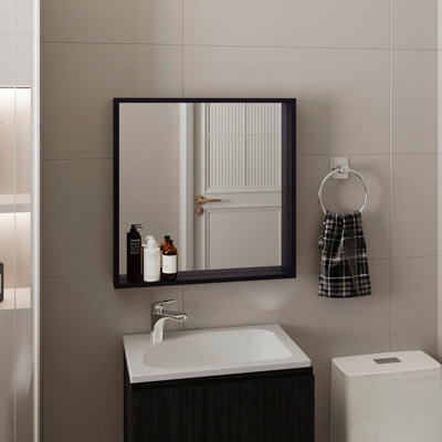 Armoire à pharmacie avec miroir et rangement Dakota, rangement mural pour salle de bain Mordern, noir