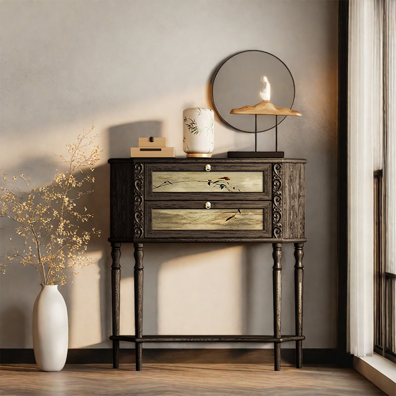 Two Drawer Pine Frame Storage Cabinet