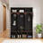 Farmhouse Wooden Style Hall Tree With Arched Design – Practical Walnut Storage Bench With 5 Black Hooks And Minimalist 4-In-1 Shoe Cabinet For Entryway & Mudroom, Black-84027626