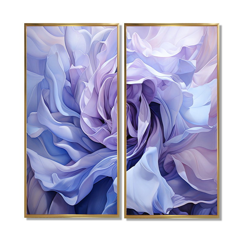 Twist lavande rose - 2 impressions sur toile rose moderne, H 20 po x l 24 po, Impression encadrée flottante, Doré