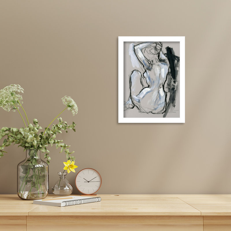Onyx Gestures I par Wood, reproduction d'art encadrée, Blanc, H 13 po x l 10 po
