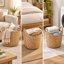 Lot de 2 paniers de rangement décoratifs extra larges en jacinthe d'eau naturelle tressée, en forme de bateau.