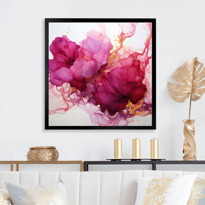 «Blossoming», «Magenta Bliss Ink Cloud Watercolor I», peinture abstraite, art mural, salon