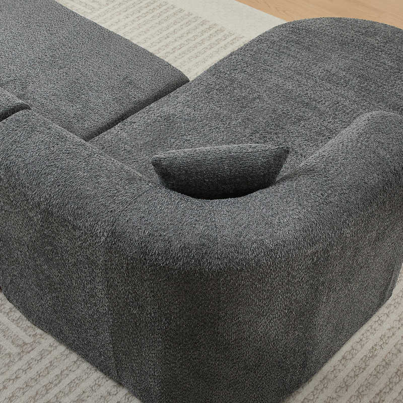 Canapé d'angle à compression, canapé nuage moderne en chenille de 109 pouces pour la maison, Gris
