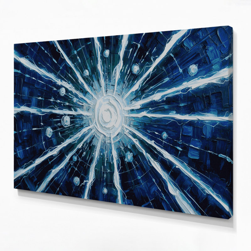 SciFi Energy beam power grid Blue Canvas Wall Art, 11" H x 14" W