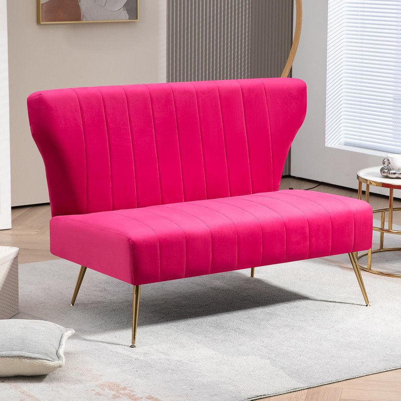 Vardell Fabric 48'' Reception Loveseat, Fuschsia