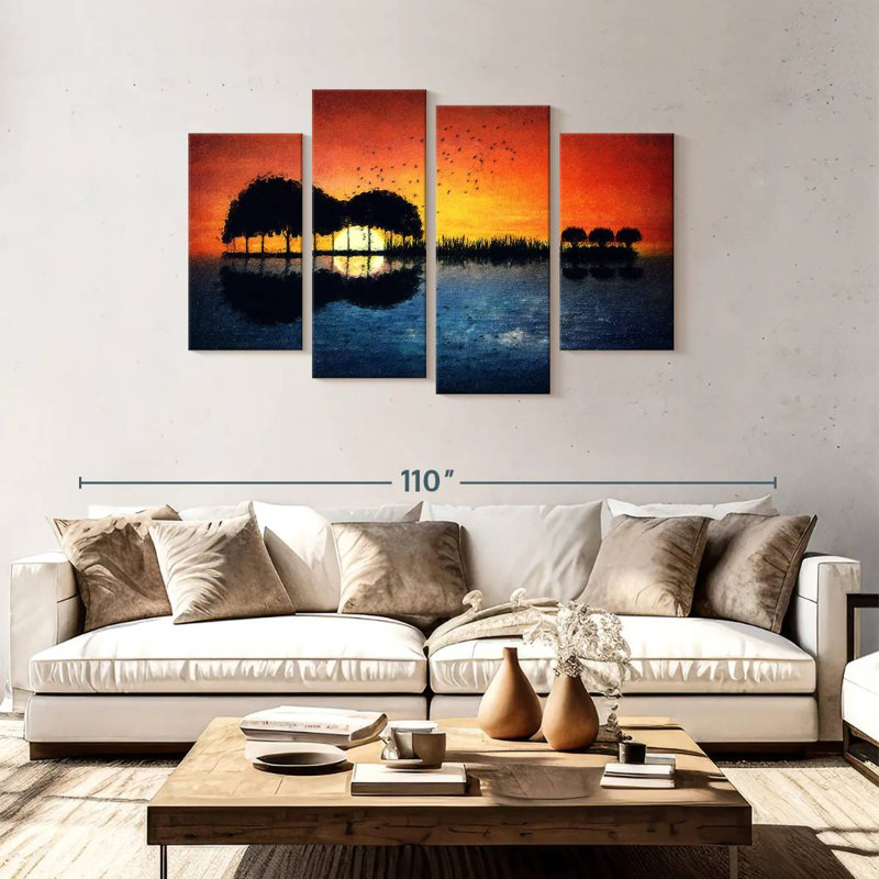 «Guitare Sunset», reproduction d'art sur toile, H 48 po x l 75 po x P 1,25 po