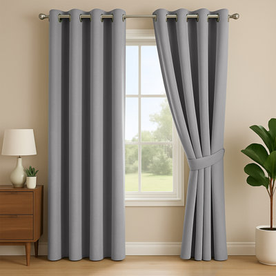 Luxury 100% Linen Blackout Curtain Panels – Thermal Insulated Eyelet Grommet Room Darkening Drapes for Bedroom & Living Room (Set of 2)