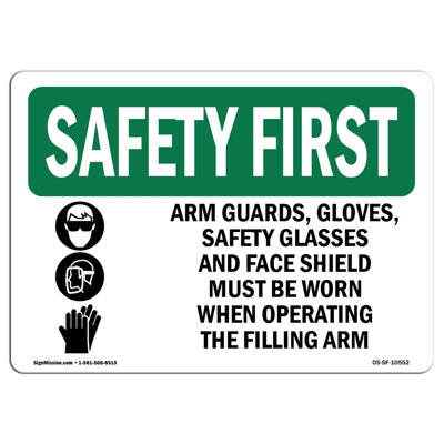 Arm Guards Gloves Safety Glasses Sign
